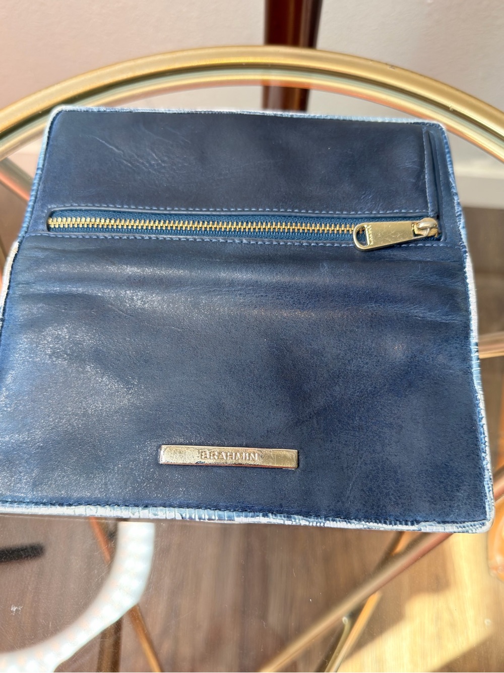Brahmin Navy Blue Leather Crossbody Bag with Matching Wallet - Picture 6 of 16